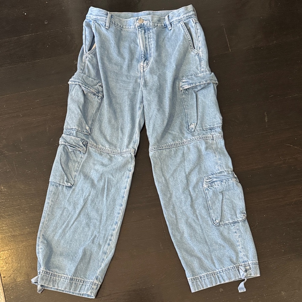 Lovers + Friends Light Blue Relaxed Cargo Jeans